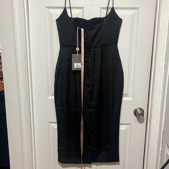 House of CB Anais Satin Corset Midi Dress- Black - Picture 9 of 11